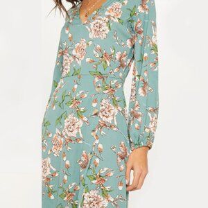 Floral Sage Green Midi Dress cottagecore lovely